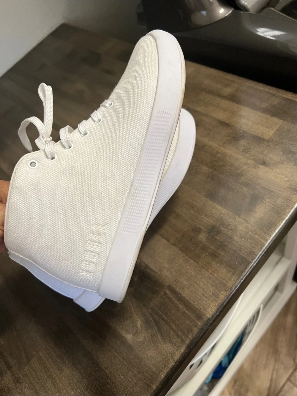 NOBULL White High-Top Canvas Sneakers mens 7 woman’s 8.5 never worn outside